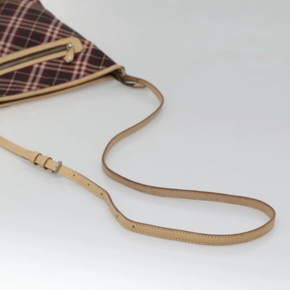 BURBERRY Nova Check Blue Label Shoulder Bag Canvas Red Silver Auth bs27656 - Picture 12 of 15